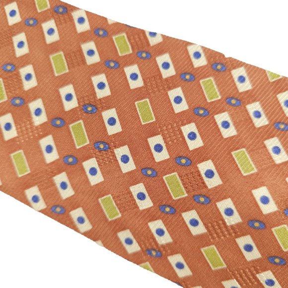 Perry Ellis Men Necktie 100% Silk Geometric Tan Multi 58x4 - NWOT - made in USA - Picture 2 of 5